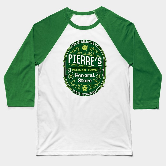 Pelican Town Pierre Store Crest Baseball T-Shirt by Lagelantee